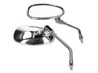 Classic Oval Chromed Scooter Mirrors -  Mirror Set M8 thread chromed in oval shape