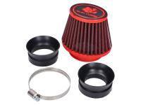 air filter Malossi red filter E18 racing 42, 50, 60mm straight, red-black for Dellorto PHBH, Mikuni, Keihin carburetor for Qingqi V-Clic