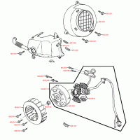 E07 alternator, air baffler & cylinder cover