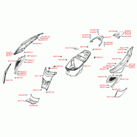 F12 rear body parts & under seat storage / helmet compartment