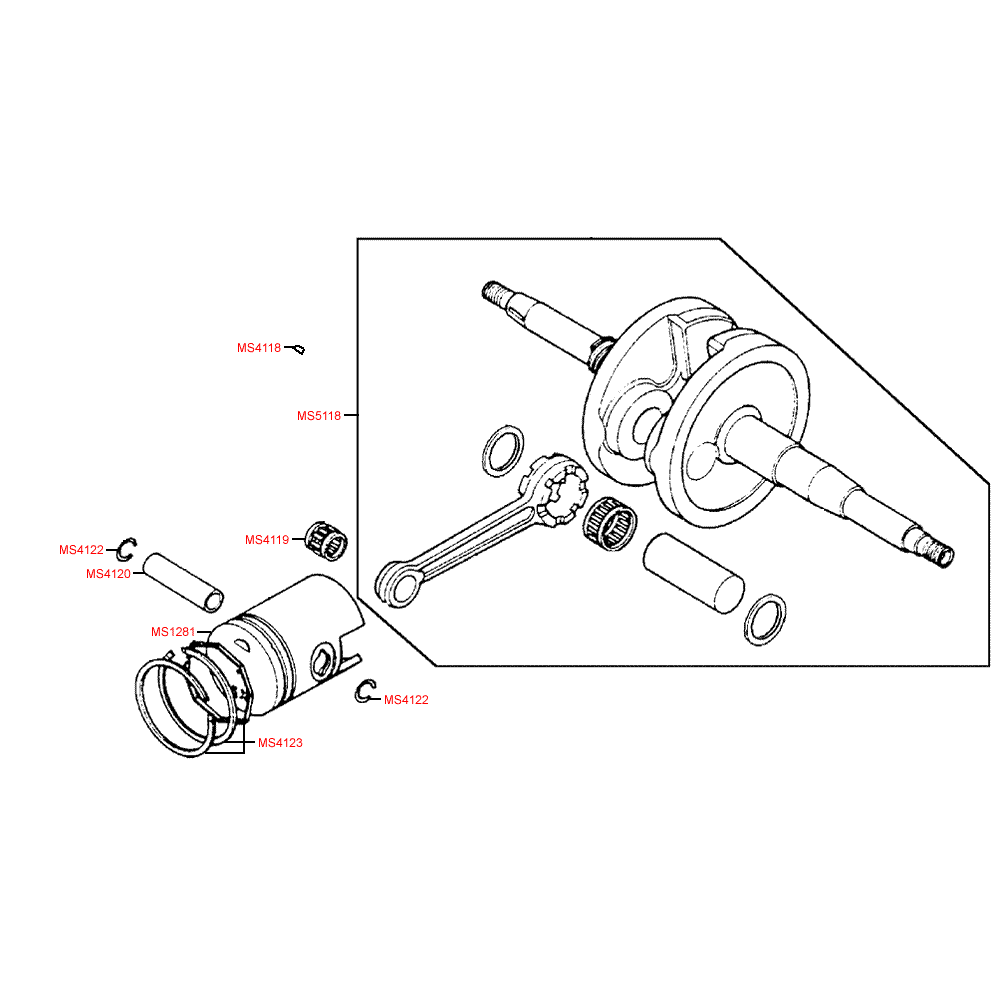 E03 piston & crankshaft